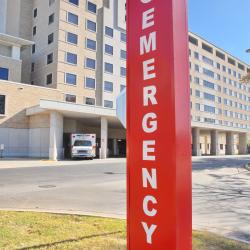 Emergency hospital entrance with ambulance